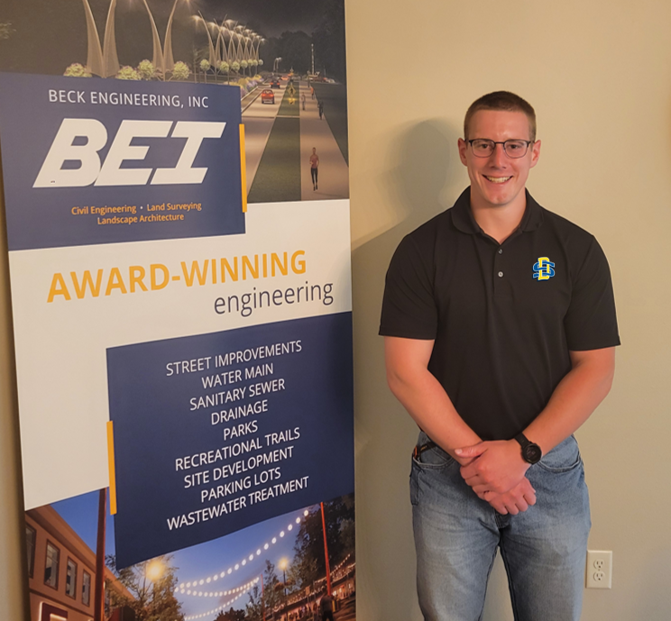 Logan, Civil Engineering Intern at Beck Engineering, Inc., at the Cherokee, Iowa office.